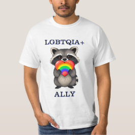 LGBTQIA+-bondgenoot | Wasbeer met regenbooghart T-shirt