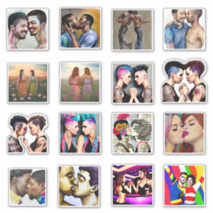LGBTQIA+ Diverse Koppels in Liefde Sticker
