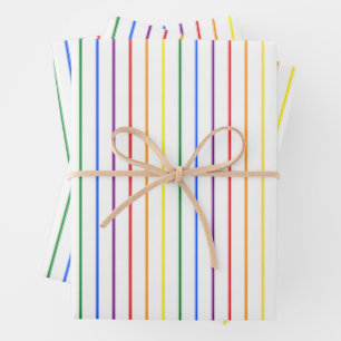 LGBTQIA Gay Pride 6 Stripe Rainbow Ticking Stripe Inpakpapier Vel