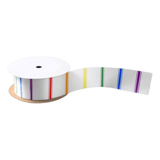 LGBTQIA Gay Pride 6 Stripe Rainbow Ticking Stripe Satijnen Lint (Spoel)
