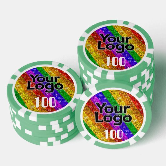 LGBTQIA Gay Pride Flag Glitter Rainbow Stripes Poker Chips (Opstapeling)