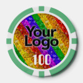 LGBTQIA Gay Pride Flag Glitter Rainbow Stripes Poker Chips (Voorkant)