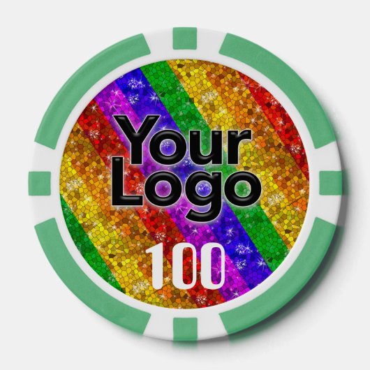LGBTQIA Gay Pride Flag Glitter Rainbow Stripes Poker Chips (Voorkant)
