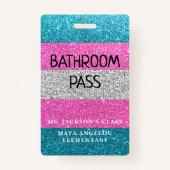 LGBTQIA Glitter terug naar school Bathroom Pass Badge (Voorkant)
