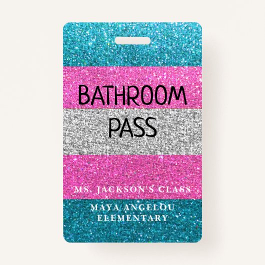 LGBTQIA Glitter terug naar school Bathroom Pass Badge (Achterkant)