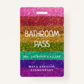 LGBTQIA Glitter terug naar school Bathroom Pass Badge (Voorkant)