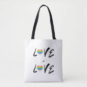 LGBTQIA LIEFDE is LIEFDE, Rainbow Flag Hart Canvas Tote Bag (Voorkant)