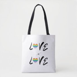 LGBTQIA LIEFDE is LIEFDE, Rainbow Flag Hart Canvas Tote Bag