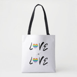 LGBTQIA LIEFDE is LIEFDE, Rainbow Flag Hart Canvas Tote Bag