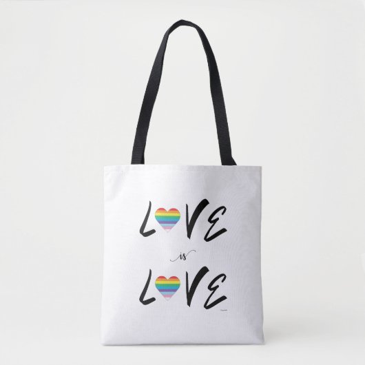 LGBTQIA LIEFDE is LIEFDE, Rainbow Flag Hart Canvas Tote Bag (Voorkant)