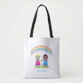 LGBTQIA LIEFDE is LIEFDE, Rainbow Flag Hart Canvas Tote Bag (Voorkant)