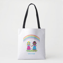 LGBTQIA LIEFDE is LIEFDE, Rainbow Flag Hart Canvas Tote Bag