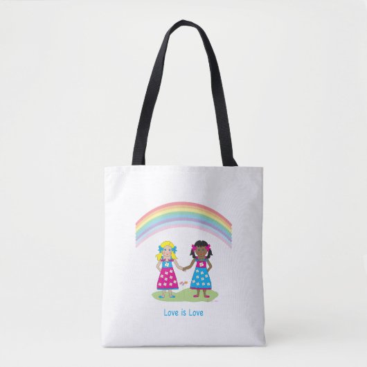 LGBTQIA LIEFDE is LIEFDE, Rainbow Flag Hart Canvas Tote Bag (Voorkant)