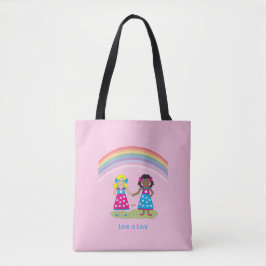 LGBTQIA LIEFDE is LIEFDE, Rainbow Flag Hart Canvas Tote Bag
