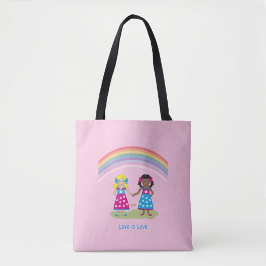 LGBTQIA LIEFDE is LIEFDE, Rainbow Flag Hart Canvas Tote Bag (Voorkant)
