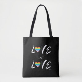 LGBTQIA LIEFDE is LIEFDE, Rainbow Flag Hart Canvas Tote Bag