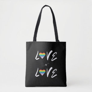 LGBTQIA LIEFDE is LIEFDE, Rainbow Flag Hart Canvas Tote Bag