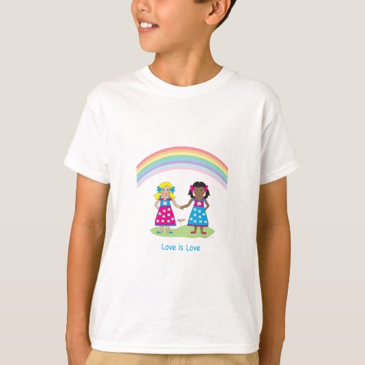 LGBTQIA Liefde is LIEFDE Rainbow Heart Pride T-shirt (Voorkant)