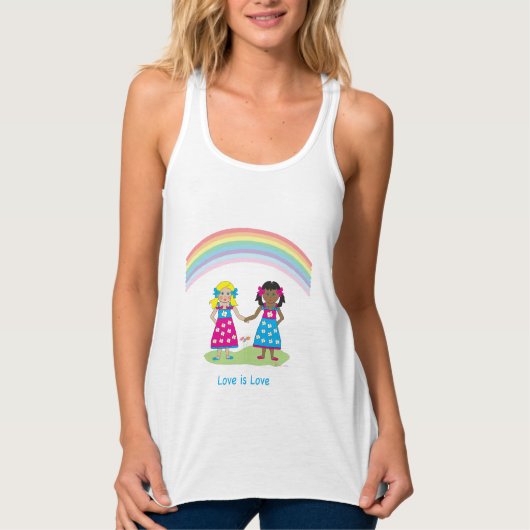 LGBTQIA Liefde is LIEFDE Rainbow Heart Pride Tanktop (Voorkant)