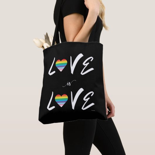 LGBTQIA Liefde is LIEFDE, Rainbow Pride Canvas tas (Dichtbij)