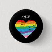 LGBTQIA Liefde is Liefde, Trots Rainbow Hart Ronde Button 3,2 Cm (Voorkant)
