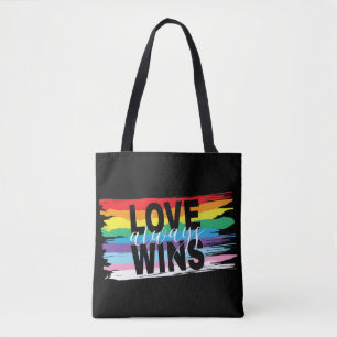LGBTQIA Liefde wint altijd, Rainbow Pride Canvas t Tote Bag