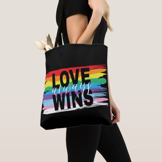 LGBTQIA Liefde wint altijd, Rainbow Pride Canvas t Tote Bag (Dichtbij)