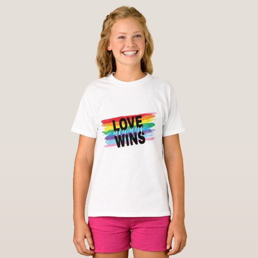 LGBTQIA Liefde Wint altijd Rainbow Pride T-shirt (Voorkant volledig)
