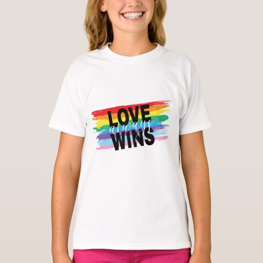 LGBTQIA Liefde Wint altijd Rainbow Pride T-shirt (Voorkant)