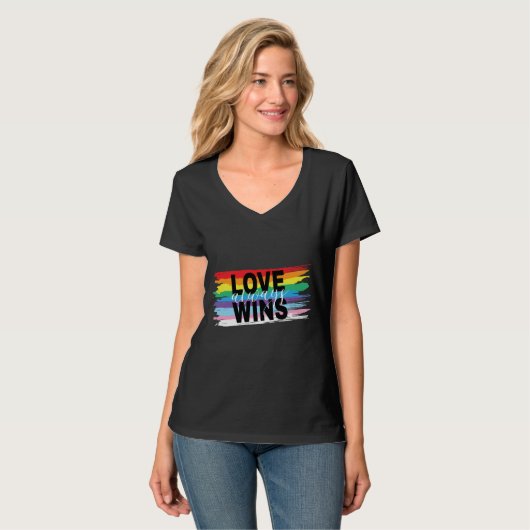 LGBTQIA Liefde Wint altijd Rainbow Pride T-shirt (Voorkant volledig)