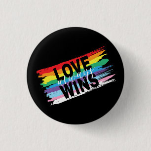 LGBTQIA Liefde wint altijd, Trots Regenboog Hart Ronde Button 3,2 Cm