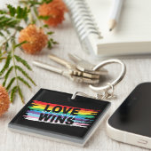 LGBTQIA Liefde wint altijd, Trots, Regenboog Sleutelhanger (Voorkant Rechts)
