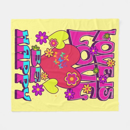 LGBTQIA+ LOVE IS LIEFT. Wees blij Fleece Deken (Voorkant (Horizontaal))