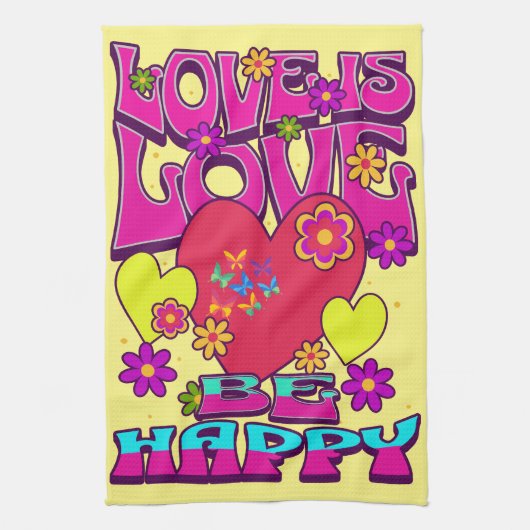 LGBTQIA+ LOVE IS LIEFT. Wees blij Theedoek (Verticaal)