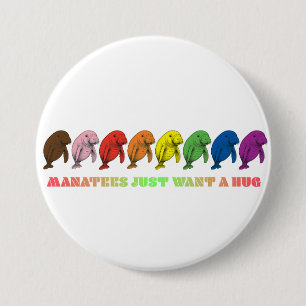 LGBTQIA+ Manatees willen gewoon een knuffel Ronde Button 7,6 Cm