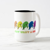 LGBTQIA+ Manatees willen gewoon een knuffel Tweekleurige Koffiemok (Voorkant rechts)