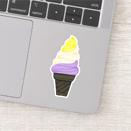 LGBTQIA+ Nonbinary Pride Soft Serve Ice Cone Sticker