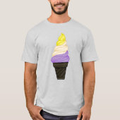 LGBTQIA+ Nonbinary Pride Soft Serve Ice Cone T-shirt (Voorkant)
