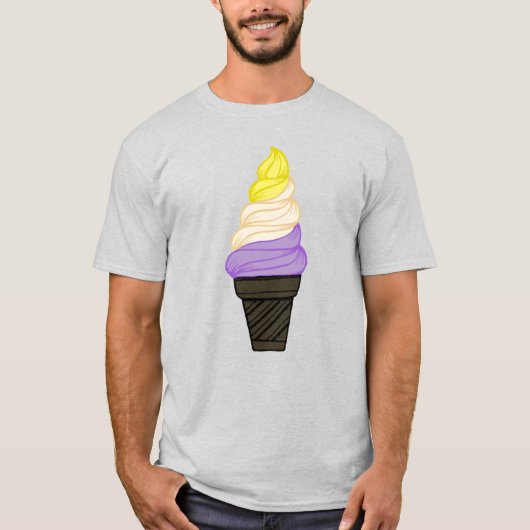 LGBTQIA+ Nonbinary Pride Soft Serve Ice Cone T-shirt (Voorkant)
