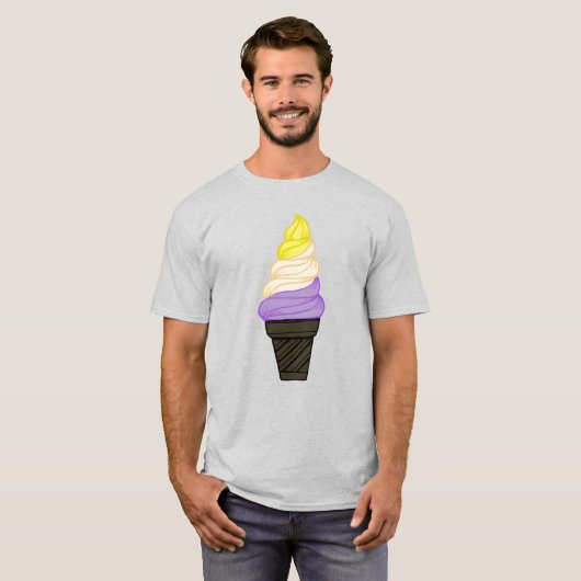 LGBTQIA+ Nonbinary Pride Soft Serve Ice Cone T-shirt (Voorkant volledig)