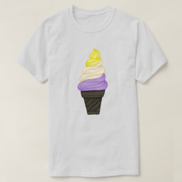 LGBTQIA+ Nonbinary Pride Soft Serve Ice Cone T-shirt