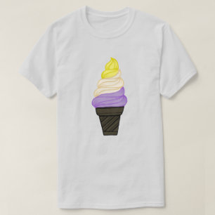 LGBTQIA+ Nonbinary Pride Soft Serve Ice Cone T-shirt