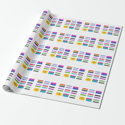 LGBTQIA Pride 9 x FLAGS Rainbow Awareness Chic Cadeaupapier (Uitgerold)