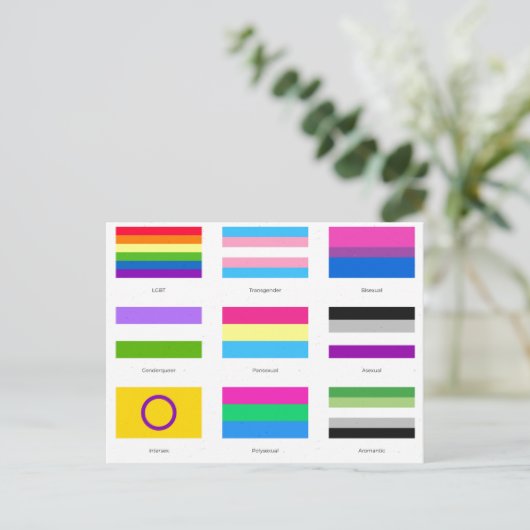 LGBTQIA Pride 9 x VLAGGEN Regenboog Bewustzijn Chi Aankondigingskaart (Staand voorkant)