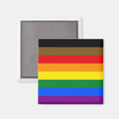 LGBTQIA PRIDE BLACK & BROWN RAINBOW MAGNEET (Voorkant / Achterkant)