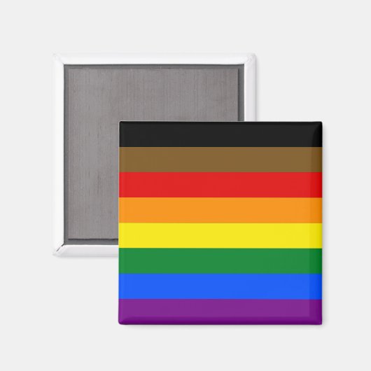 LGBTQIA PRIDE BLACK & BROWN RAINBOW MAGNEET (Voorkant / Achterkant)