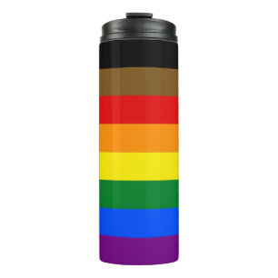 LGBTQIA PRIDE BLACK & BROWN RAINBOW THERMOSBEKER