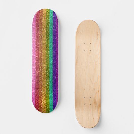 LGBTQIA Pride Flag Glitter Rainbow Glitter Stripes Persoonlijk Skateboard (Voorkant)