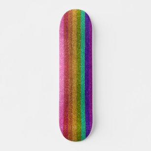 LGBTQIA Pride Flag Glitter Rainbow Glitter Stripes Persoonlijk Skateboard