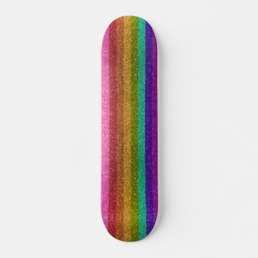 LGBTQIA Pride Flag Glitter Rainbow Glitter Stripes Persoonlijk Skateboard (Voorkant)
